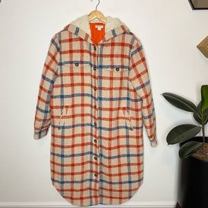 Sundance Almond Plaid Days Fully Lined Windowpane Midi Length Coat